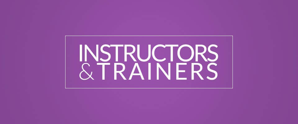 A purple background with the word instructors and trainers written in white.